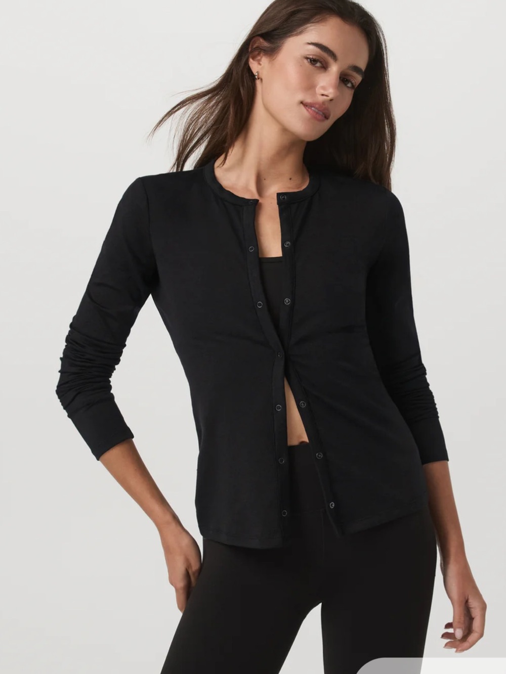Vuori Long Sleeve Halo Snap Cardigan Black